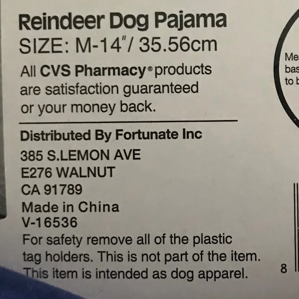 Pet Central Reindeer Dog Pajama NEW Size M-14”/35.56cm